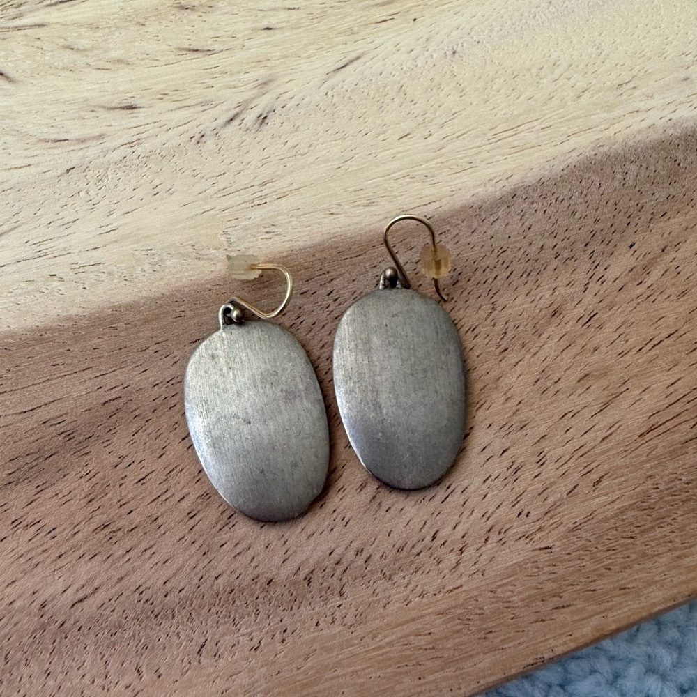 Vintage Silver Oval Dangle Earrings